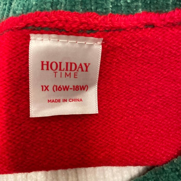 Holiday Time Sweater Red Green Merry Christmas 1X (16W-18W) - Picture 7 of 9